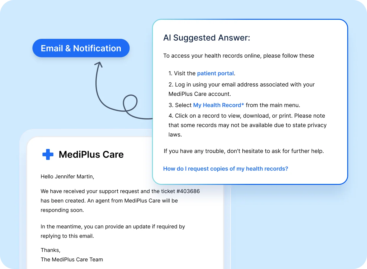 AI agent examples in healthcare automating patient support responses and documentation workflows.
