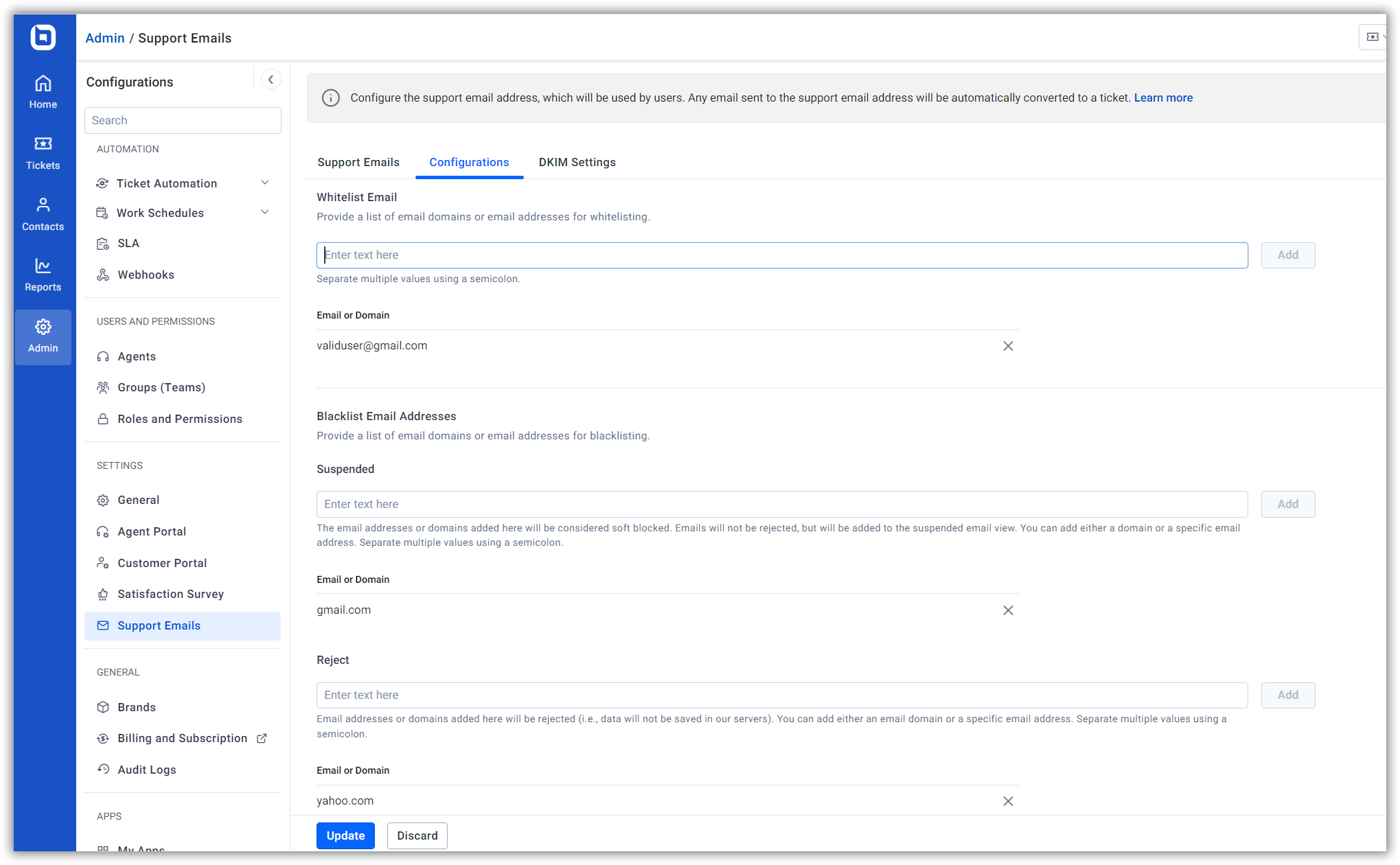 Inbound Email Allowlist and Blocklist | BoldDesk