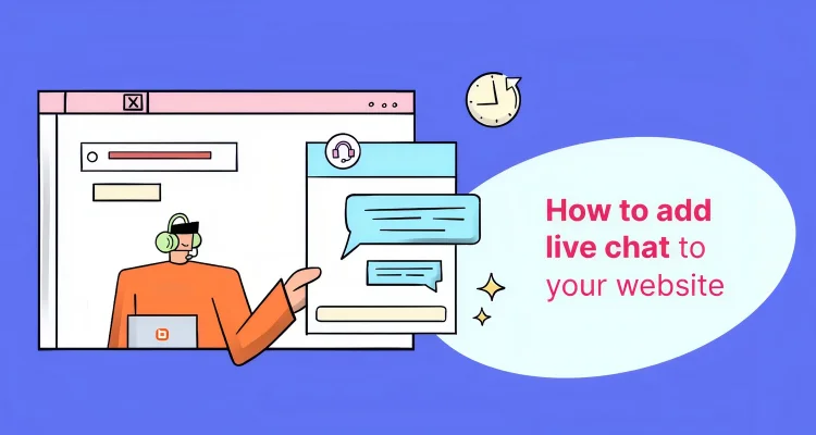 An illustration showing a live chat message window with the text How to add live chat to your website.