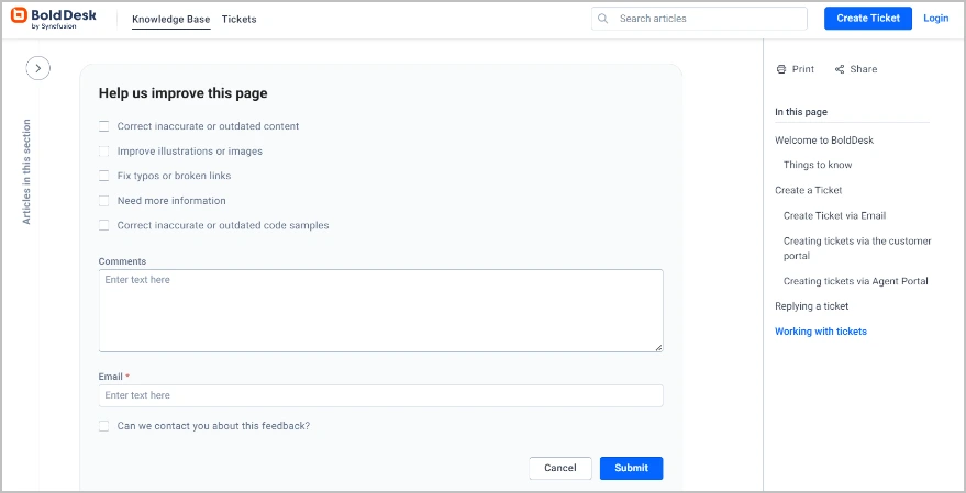 Ask for customers’ feedback with the BoldDesk help desk system