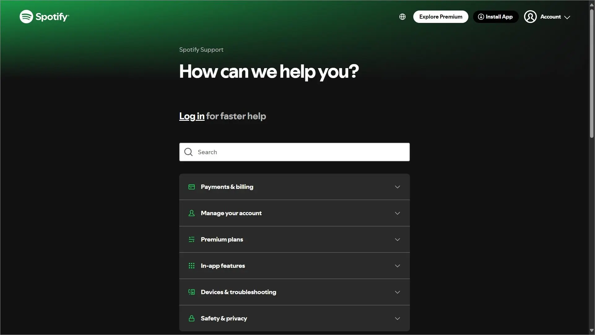 Spotify knowledge base example