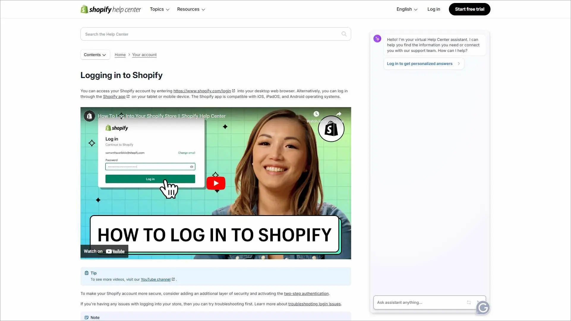 Shopify knowledge base