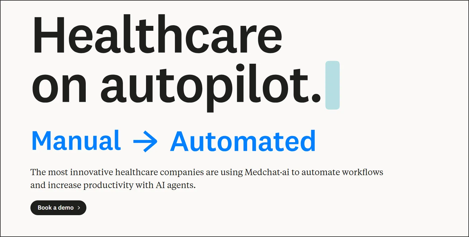 Medchat AI healthcare automation platform enabling automated workflows and productivity for healthcare organizations