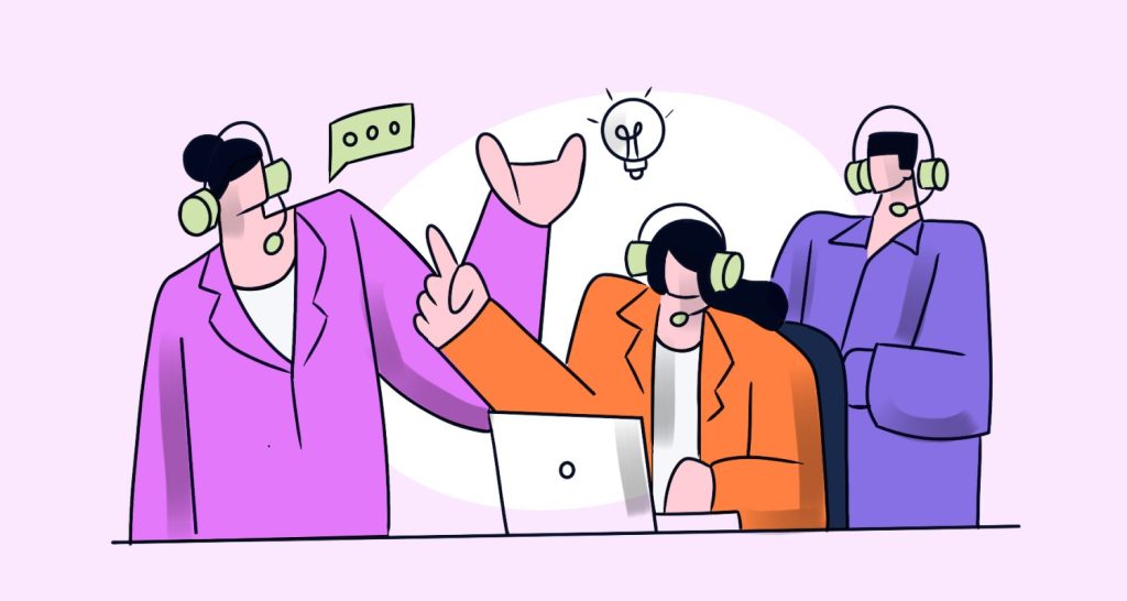 Customer support team handling common customer service scenarios through professional communication and collaboration.